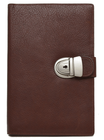 tan leather personalized locking journal